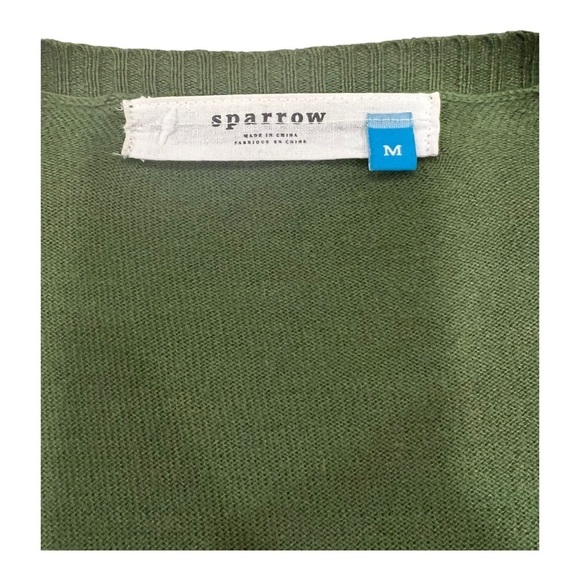 ANTHROPOLOGIE SPARROW M funky front pocketed green cardigan sweater - Picture 3 of 8